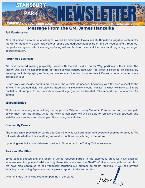 Read the Stansbury Service Agency newsletter (PDF)